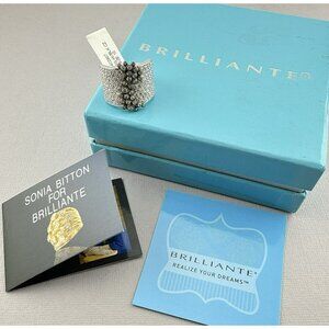 Sonia B Bitton Ring Sterling Silver CZ  Pave Clear Lunette Sz 9.5-10 Statement